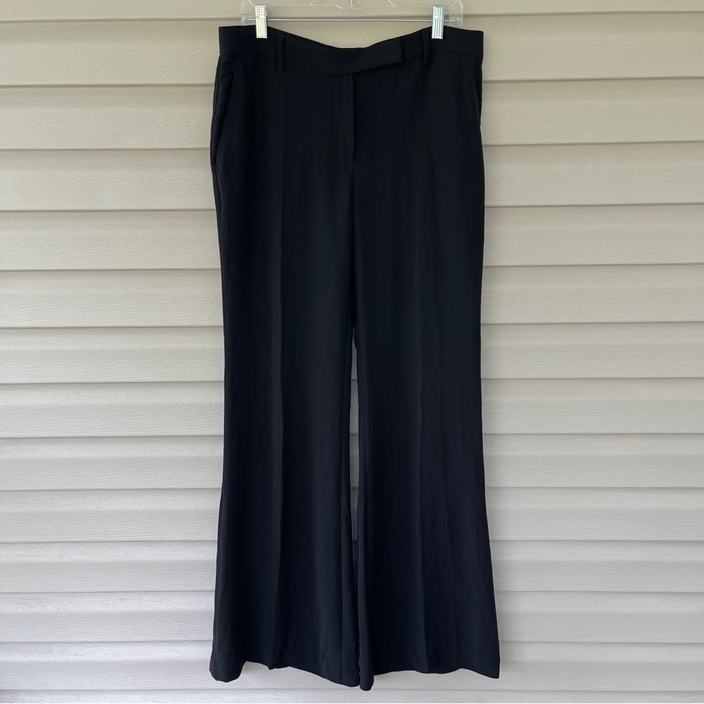 Brunello Cucinelli Black Wide Leg Flare Linen Blend Pants Trousers Size 10
